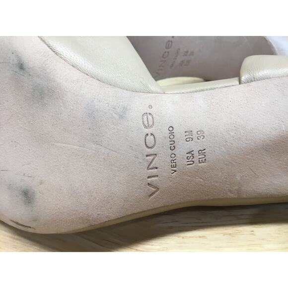 Vince Vero Cuoio Heels Women's 9 Beige Leather Slip-On Square Toe D'Orsay Pumps - Picture 8 of 8